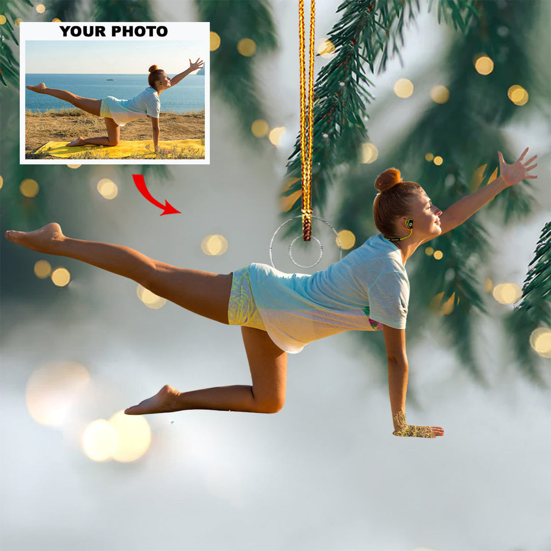 Serenity Flow - Personalized Photo Mica Ornament - Christmas Gift For Sport Lovers, Yoga Lovers