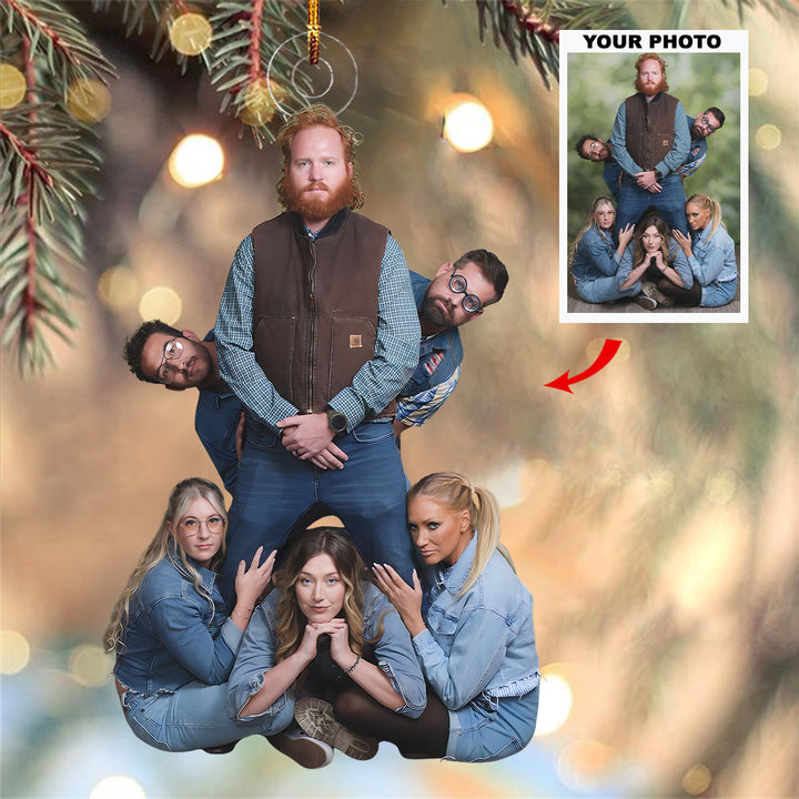 Brother And Sister Bliss - Personalized Photo Mica Ornament - Christmas Gift For Siblings, Family Members