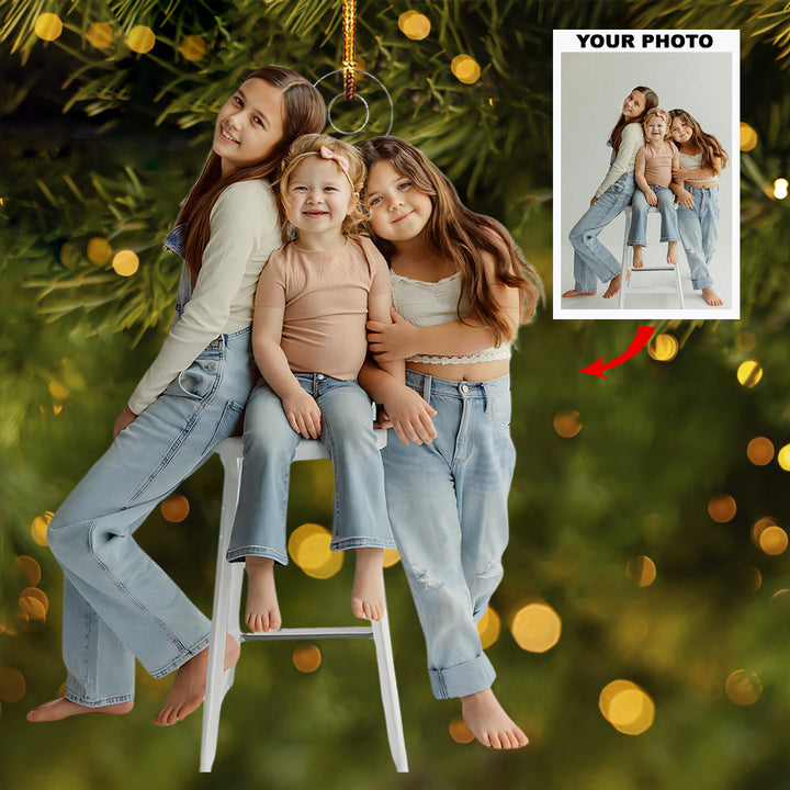 Forever Siblings - Personalized Photo Mica Ornament - Christmas Gift For Siblings, Family Members