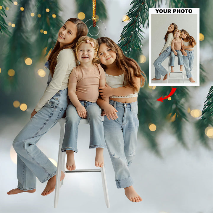 Forever Siblings - Personalized Photo Mica Ornament - Christmas Gift For Siblings, Family Members