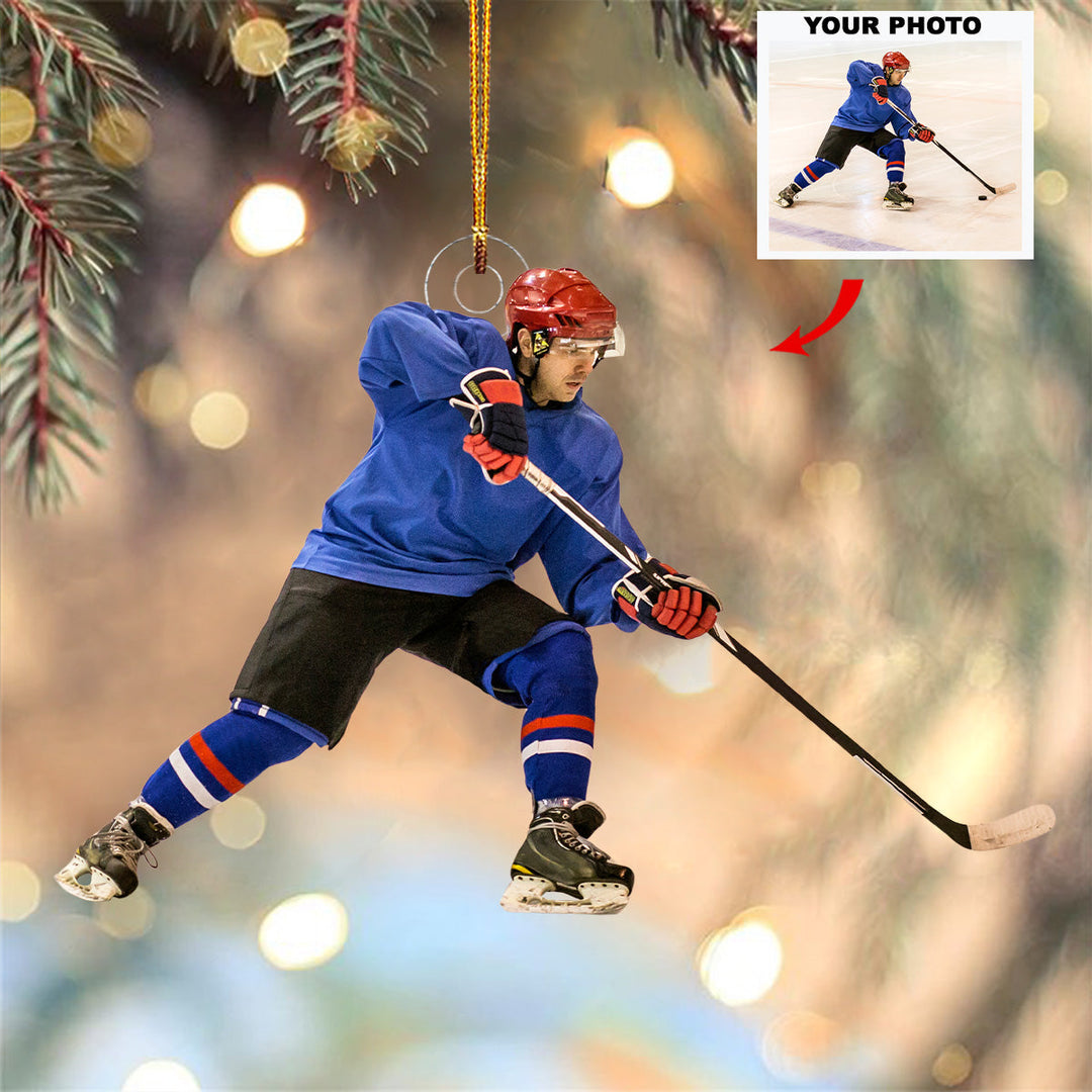 The Ace - Personalized Photo Mica Ornament - Gift For Ice Hockey Lover, Ice Hockey Player, Family Member