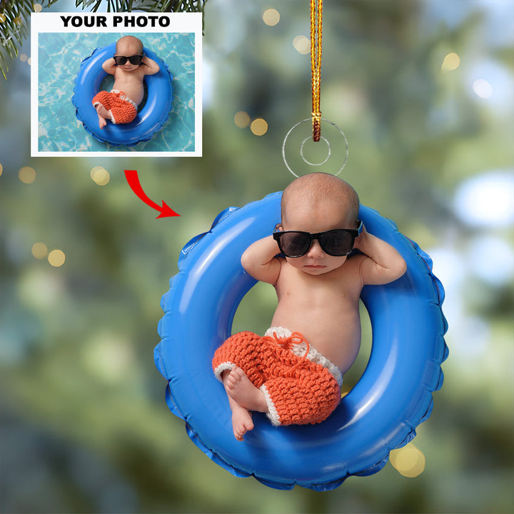 Baby First Christmas Ornament- Personalized Photo Mica Ornament - Christmas Gift For Family Members