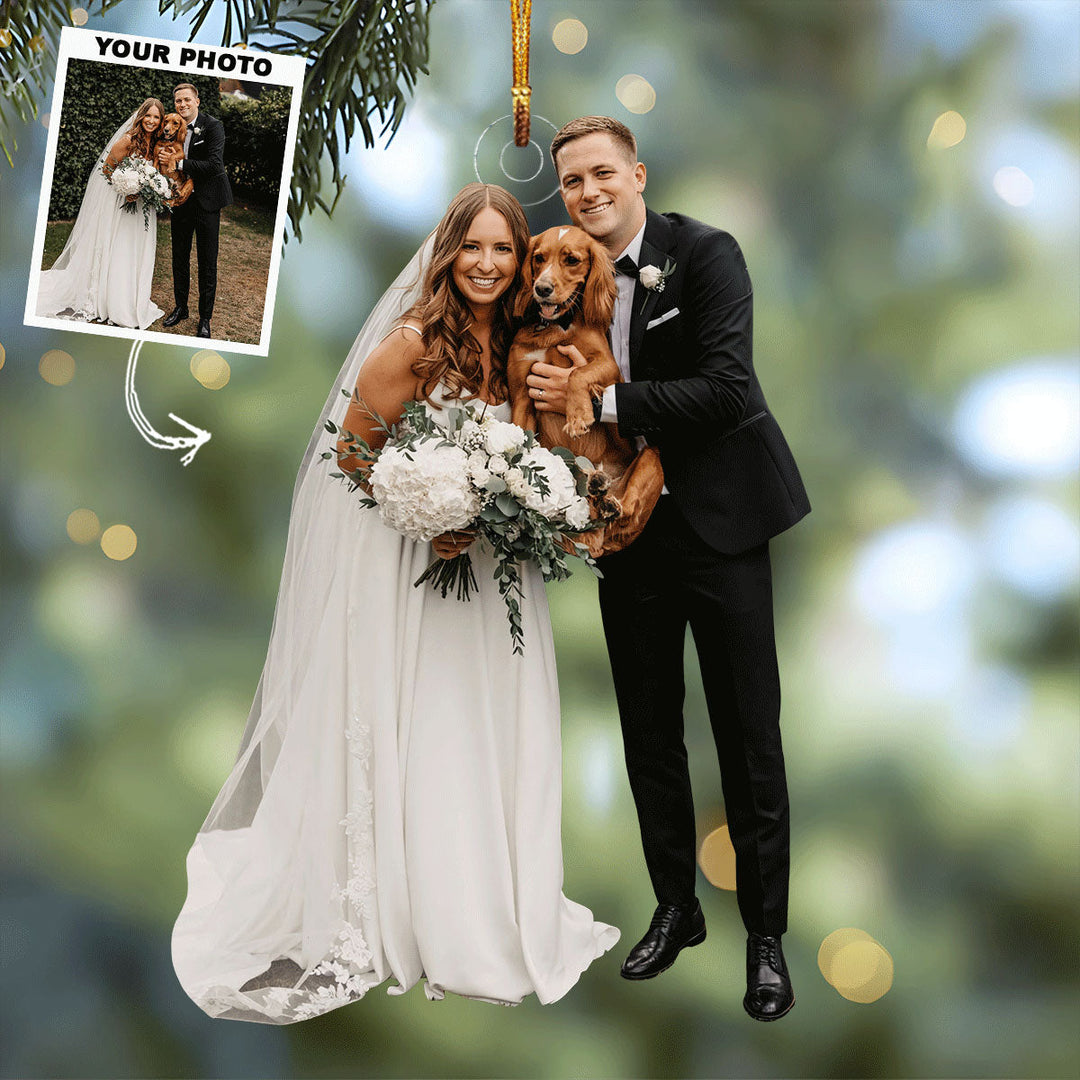 Wedding Paws - Personalized Photo Mica Ornament - Gift For Couple, Family Members