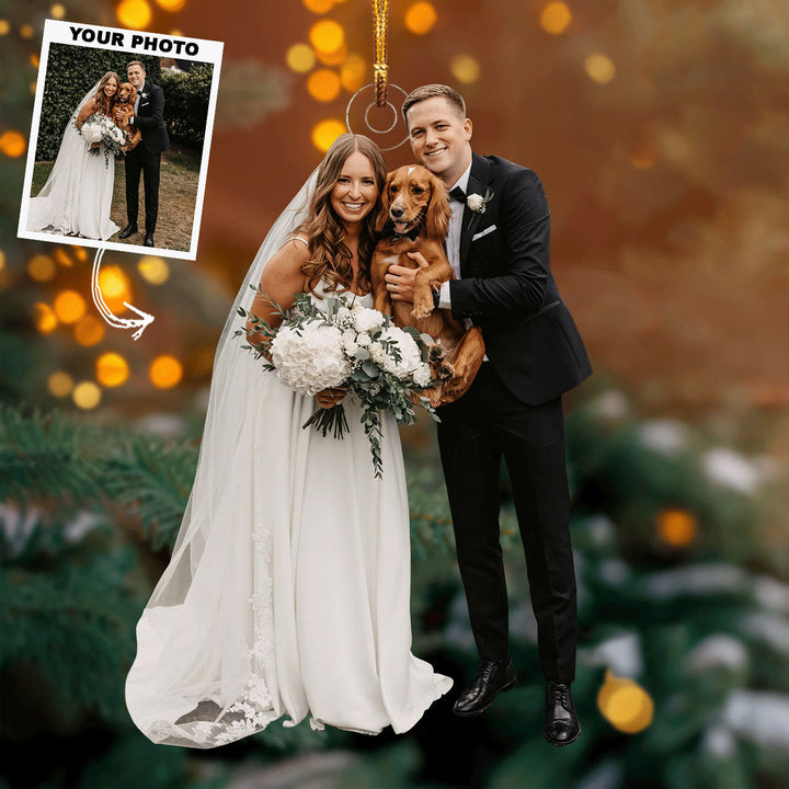 Wedding Paws - Personalized Photo Mica Ornament - Gift For Couple, Family Members