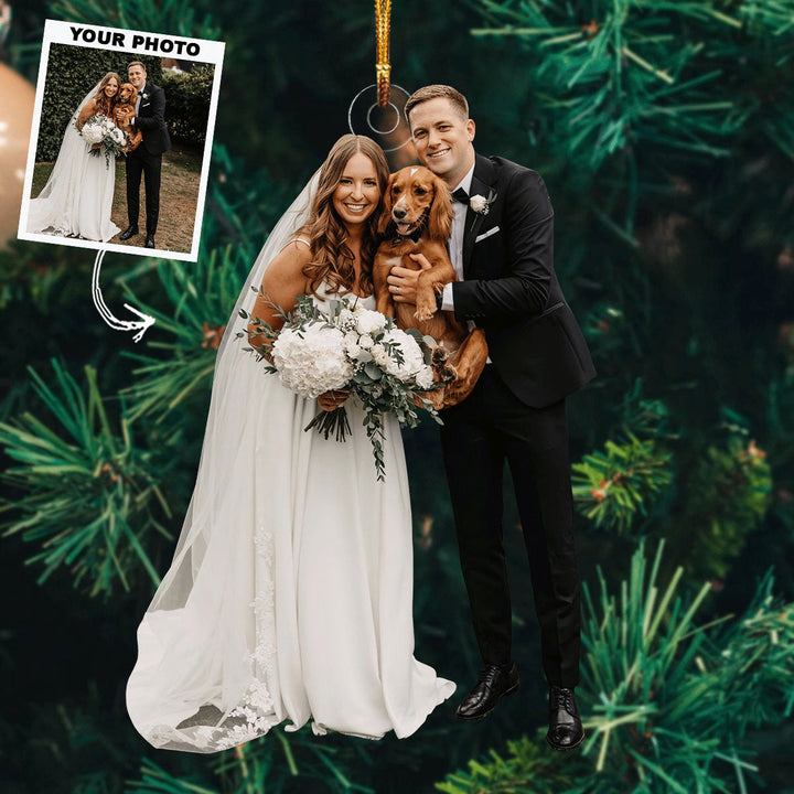 Wedding Paws - Personalized Photo Mica Ornament - Gift For Couple, Family Members