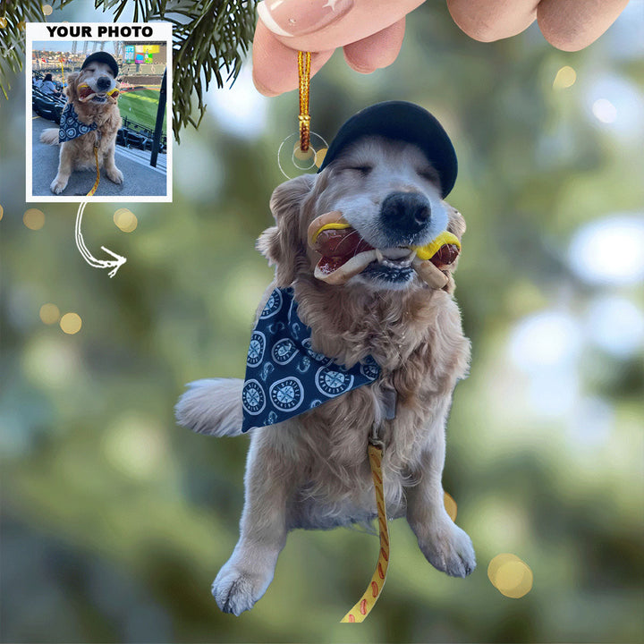Stadium Snack - Personalized Photo Mica Ornament - Gift For Dog Lovers, Dog Owners