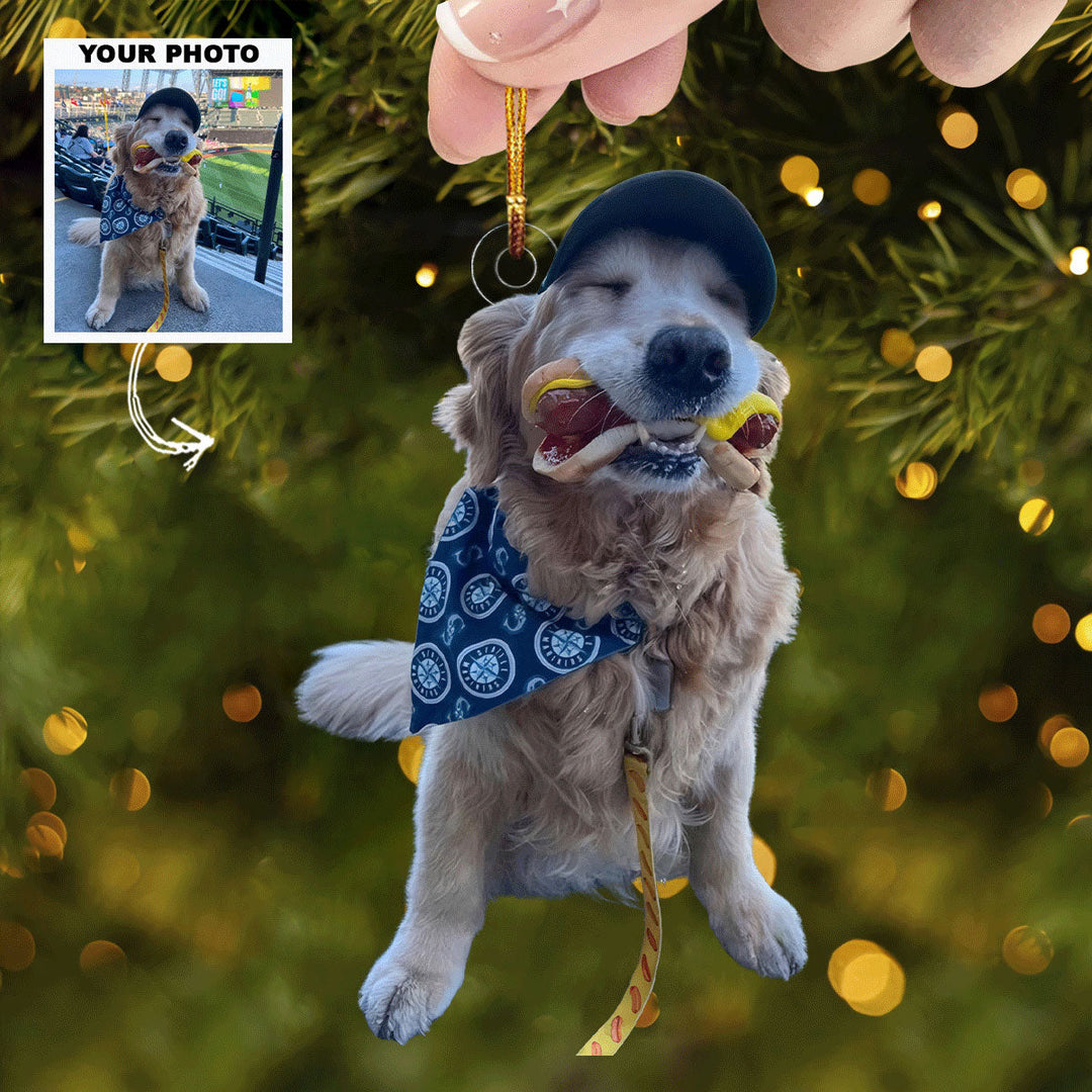 Stadium Snack - Personalized Photo Mica Ornament - Gift For Dog Lovers, Dog Owners