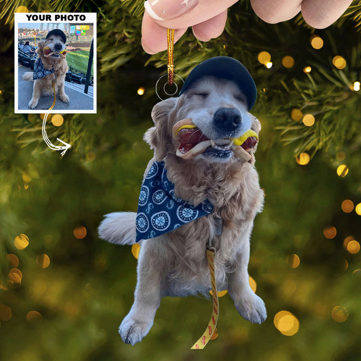 Stadium Snack - Personalized Photo Mica Ornament - Gift For Dog Lovers, Dog Owners