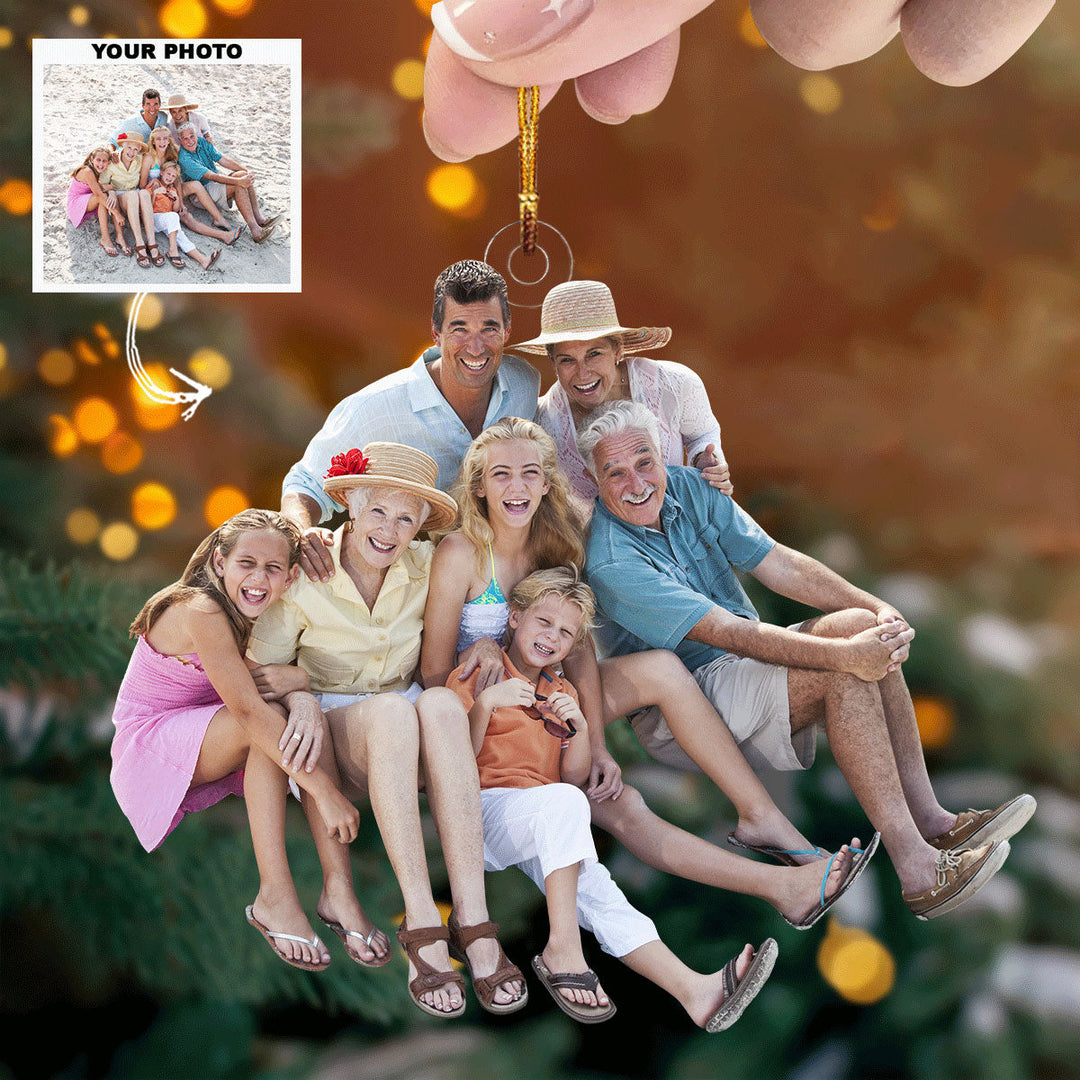 Beach Family - Personalized Photo Mica Ornament - Gift For Family, Family Members