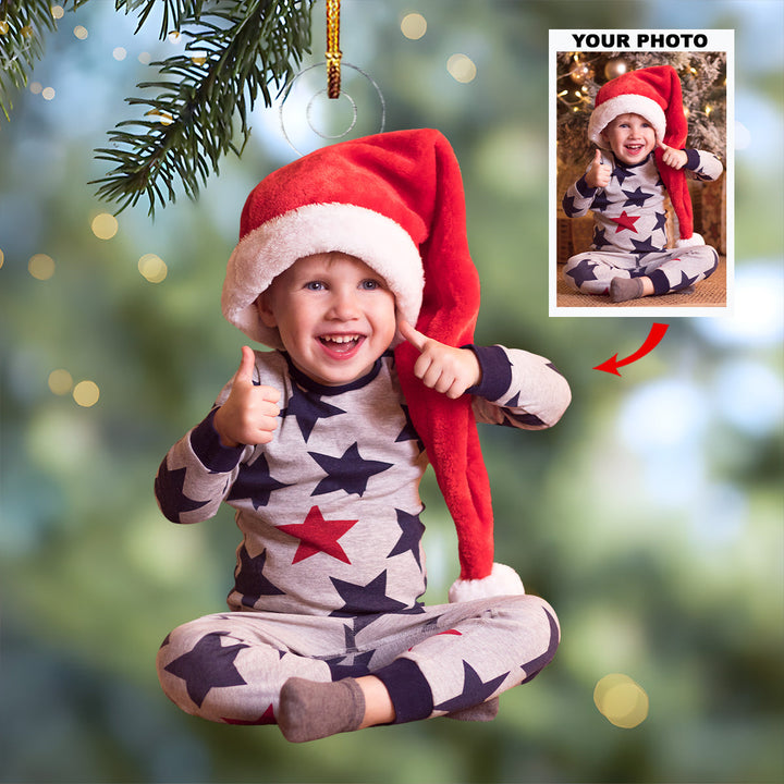 Happy Baby Moment - Personalized Photo Mica Ornament - Christmas Gift For Family Members