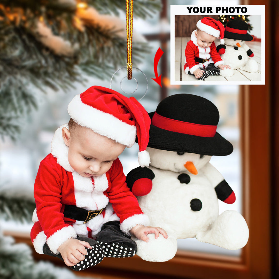 Little Santa Claus - Personalized Photo Mica Ornament - Christmas Gift For Family Members