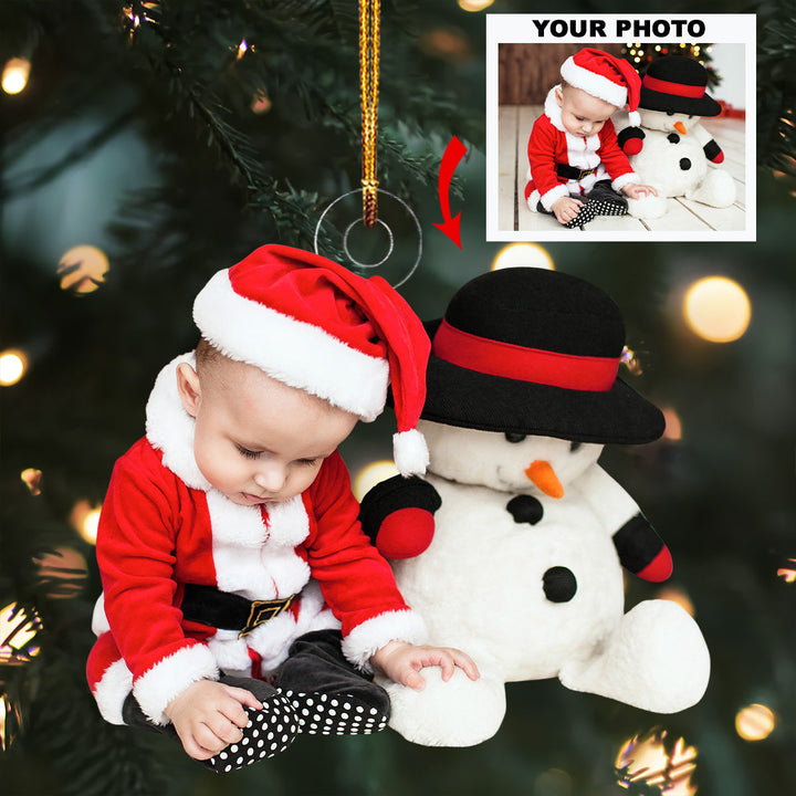 Little Santa Claus - Personalized Photo Mica Ornament - Christmas Gift For Family Members
