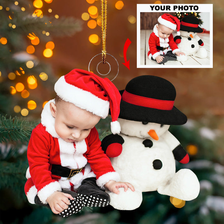 Little Santa Claus - Personalized Photo Mica Ornament - Christmas Gift For Family Members