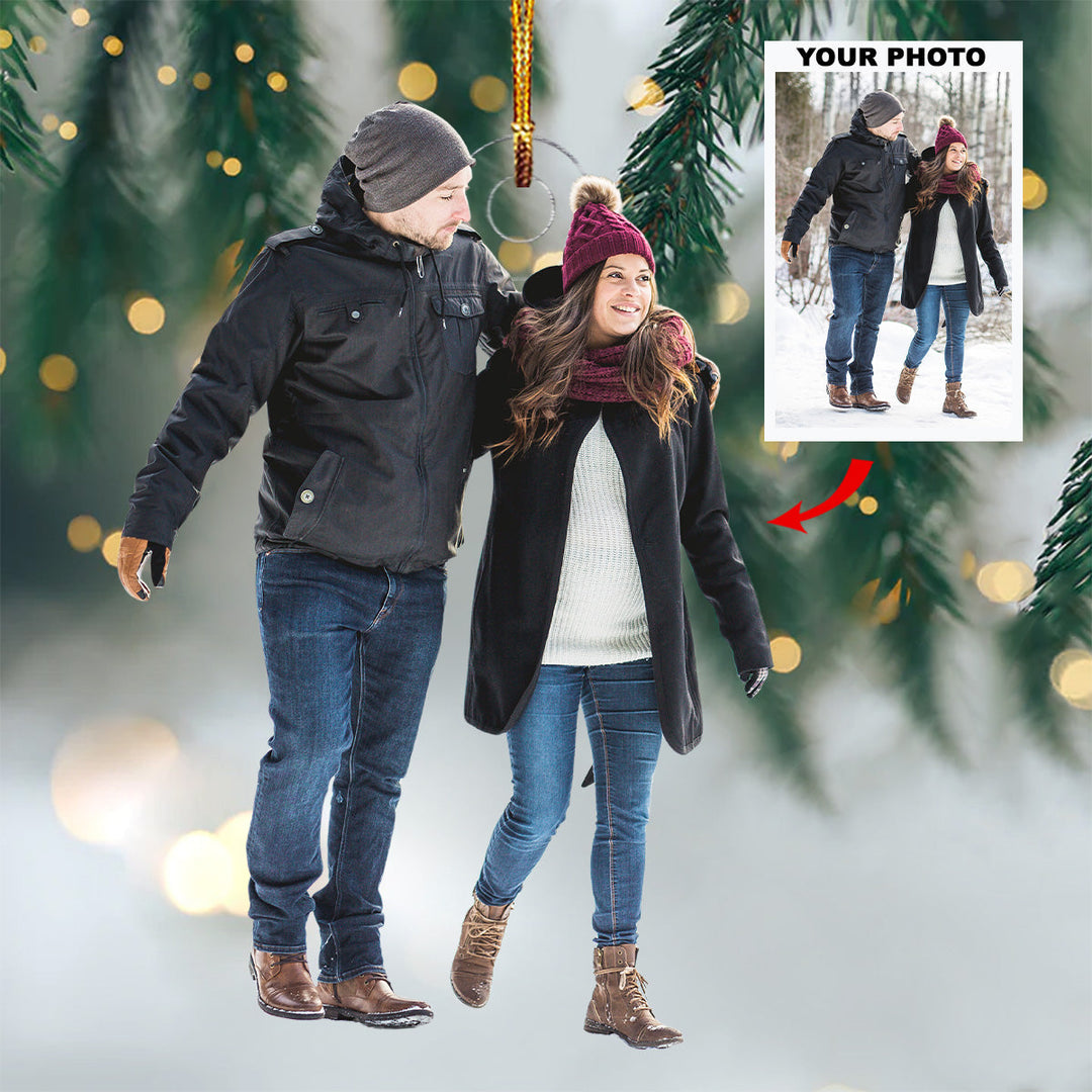 You And Me In The Winter - Personalized Photo Mica Ornament - Christmas Gift For Couple, Family Members