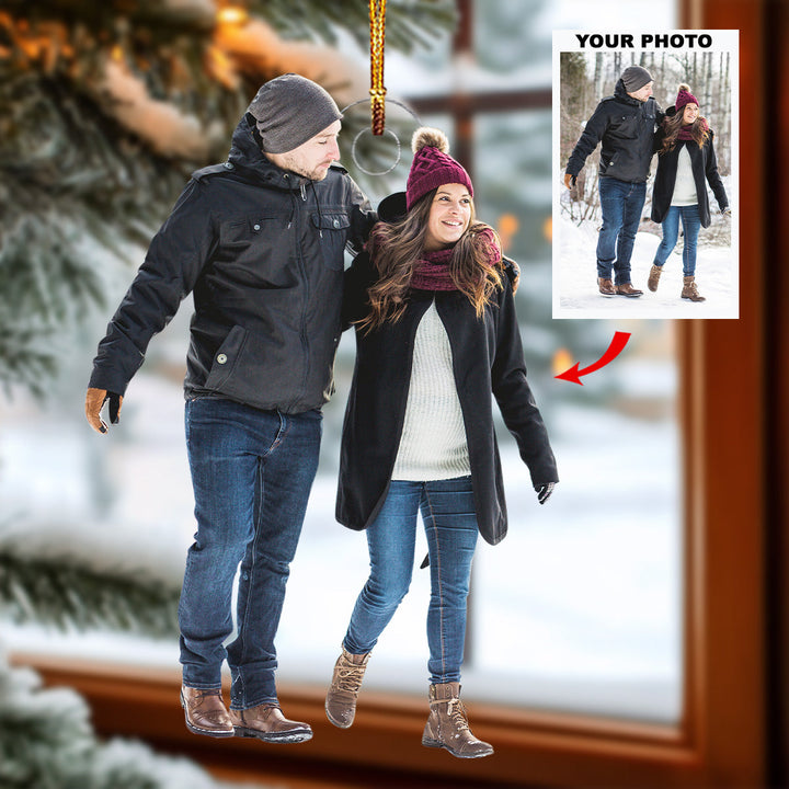 You And Me In The Winter - Personalized Photo Mica Ornament - Christmas Gift For Couple, Family Members