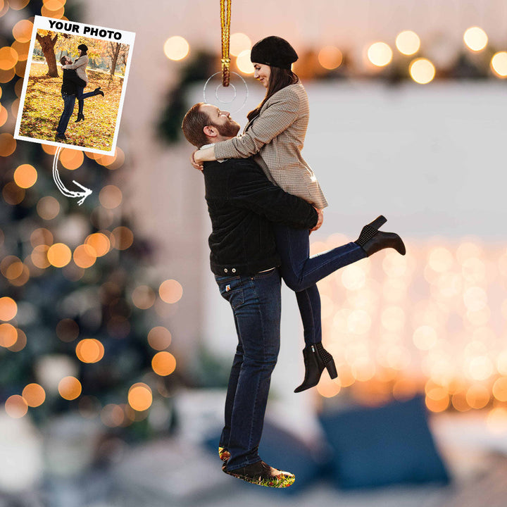 Soulmate Sparkle - Personalized Photo Mica Ornament - Gift For Couple, Family Members