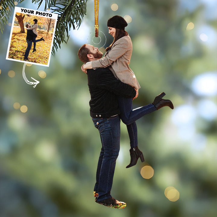 Soulmate Sparkle - Personalized Photo Mica Ornament - Gift For Couple, Family Members