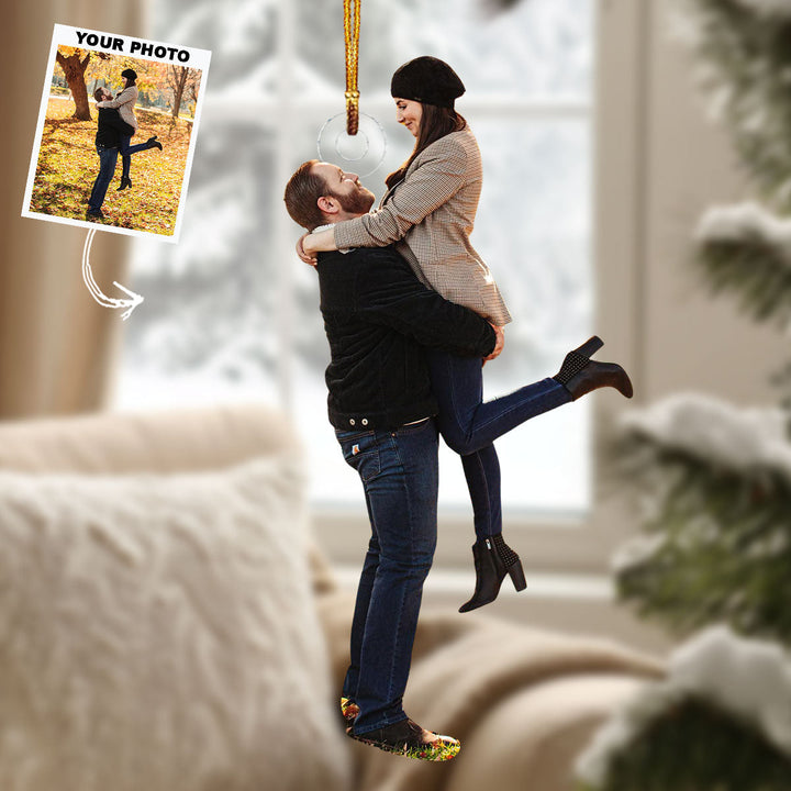 Soulmate Sparkle - Personalized Photo Mica Ornament - Gift For Couple, Family Members