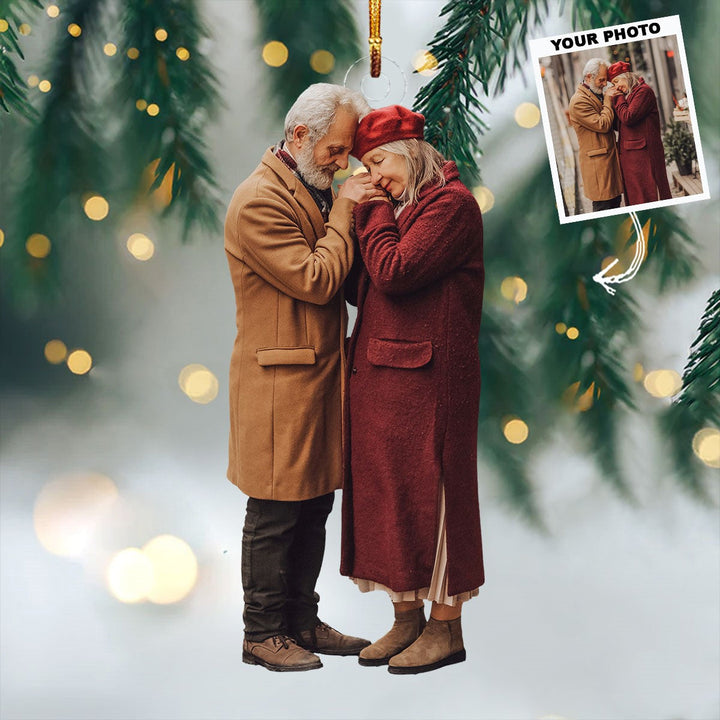 Two Hearts As One - Personalized Photo Mica Ornament - Gift For Couple, Family Members