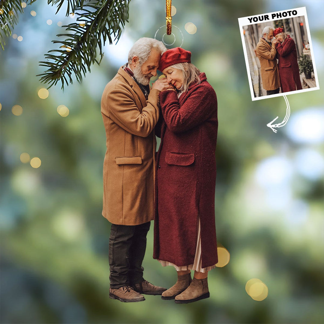 Two Hearts As One - Personalized Photo Mica Ornament - Gift For Couple, Family Members