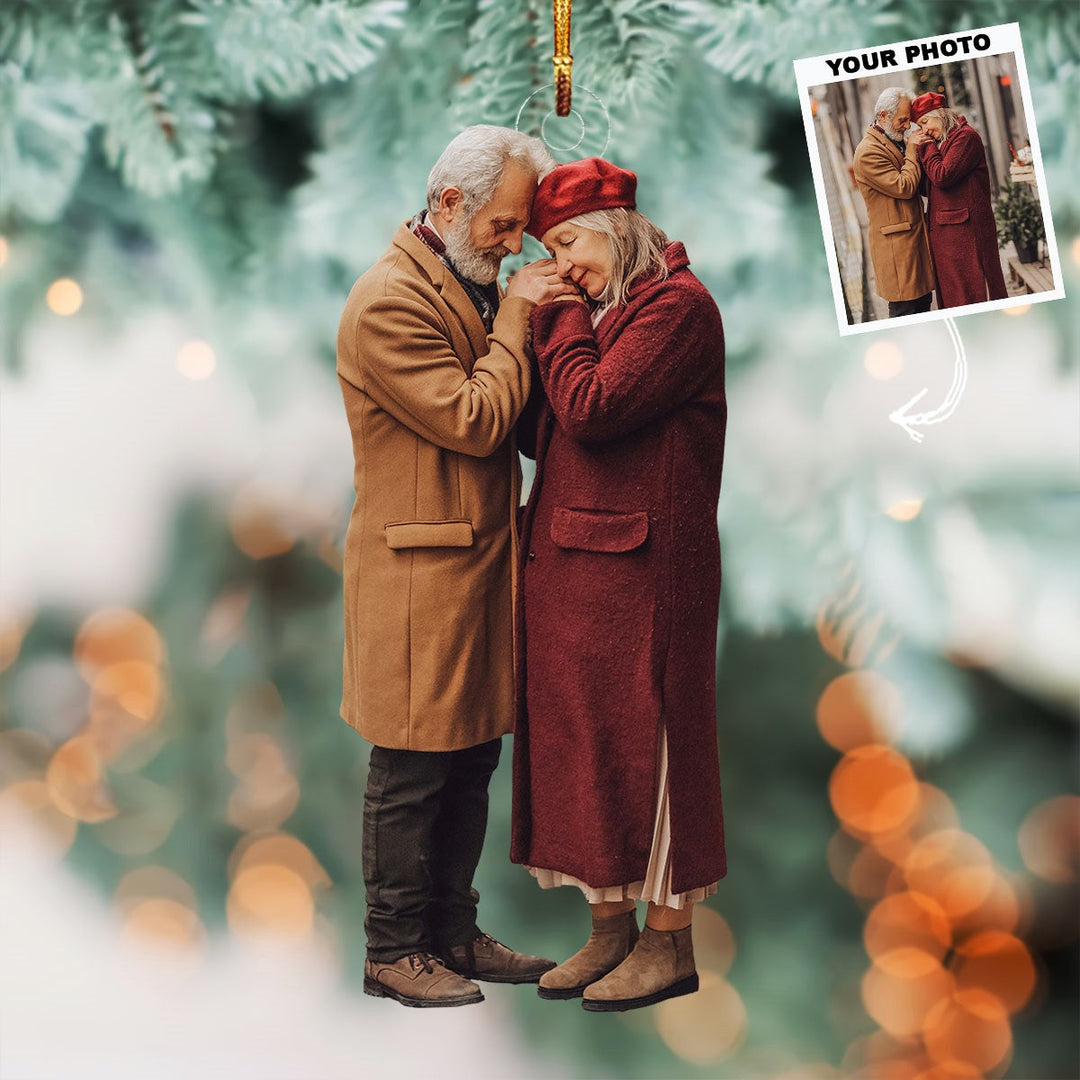 Two Hearts As One - Personalized Photo Mica Ornament - Gift For Couple, Family Members