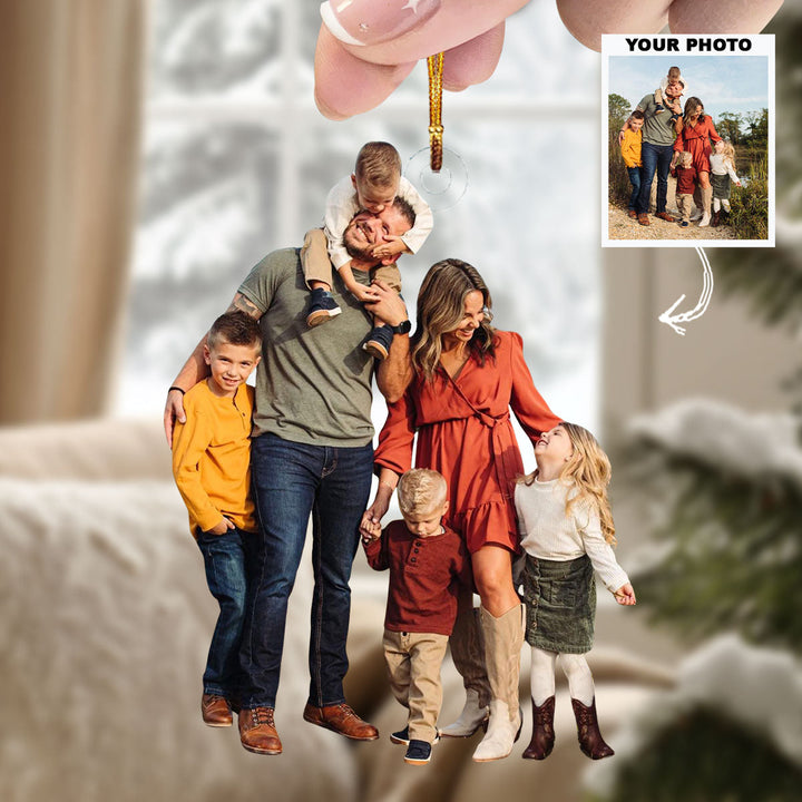 Cherished Moments - Personalized Photo Mica Ornament - Gift For Family, Family Members