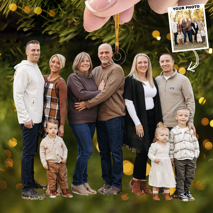 Joyful Gathering - Personalized Photo Mica Ornament - Gift For Family, Family Members