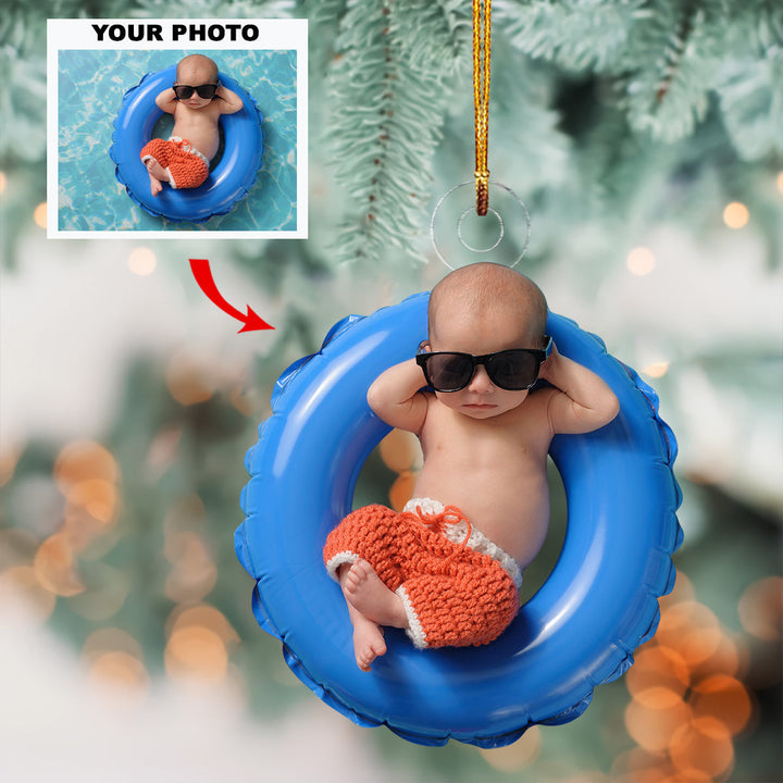 Baby First Christmas Ornament- Personalized Photo Mica Ornament - Christmas Gift For Family Members