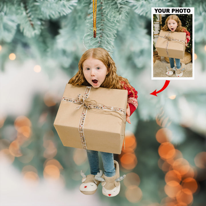 Little Princess Surprise - Personalized Photo Mica Ornament - Christmas Gift For Family, Family Members