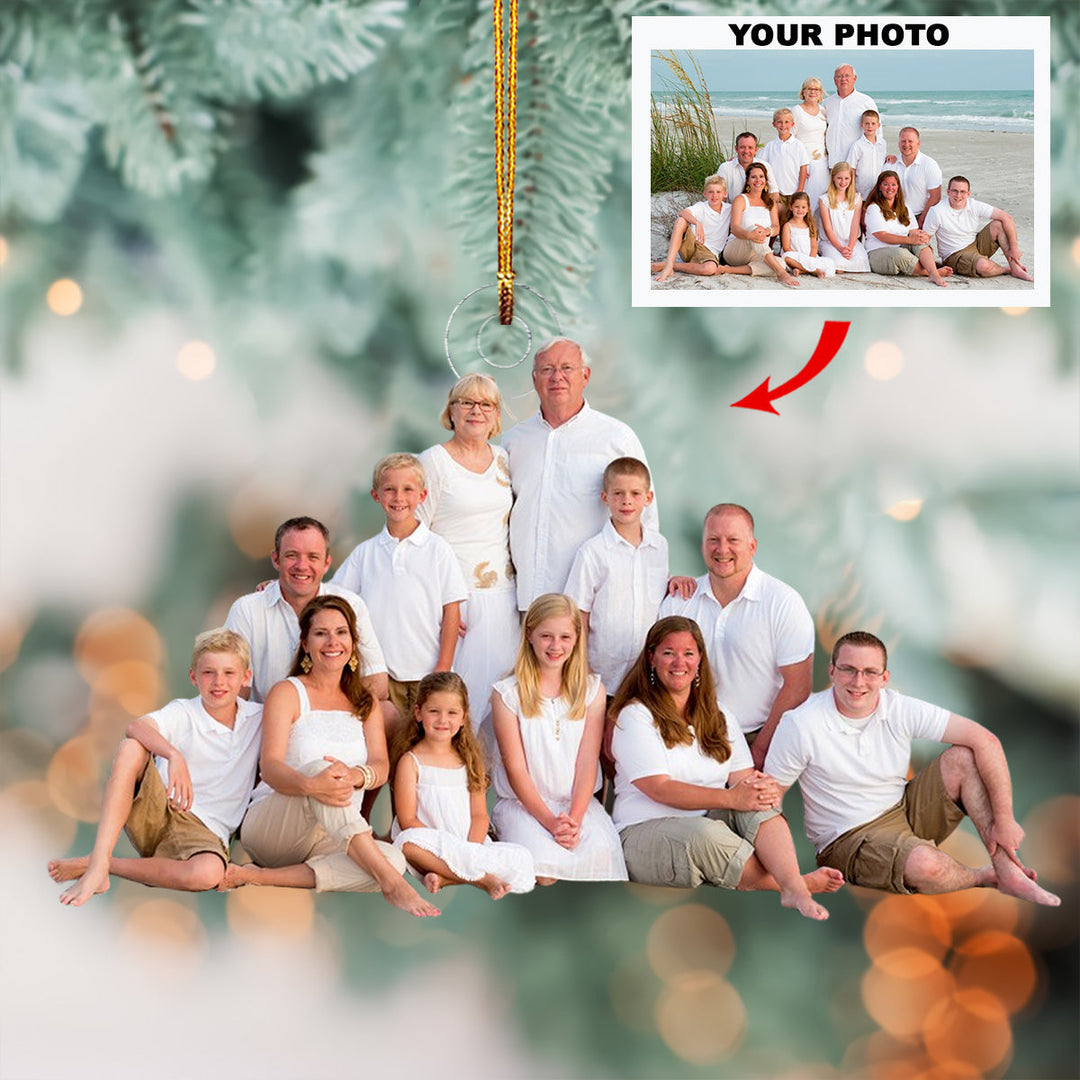 Cherished Moments - Personalized Photo Mica Ornament - Christmas Gift For Family, Family Members