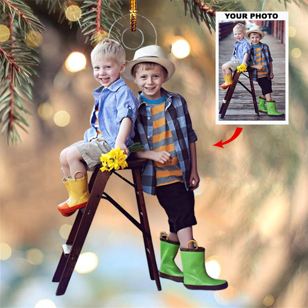 Bonded By Love - Personalized Photo Mica Ornament - Christmas Gift For Sibling, Family Members