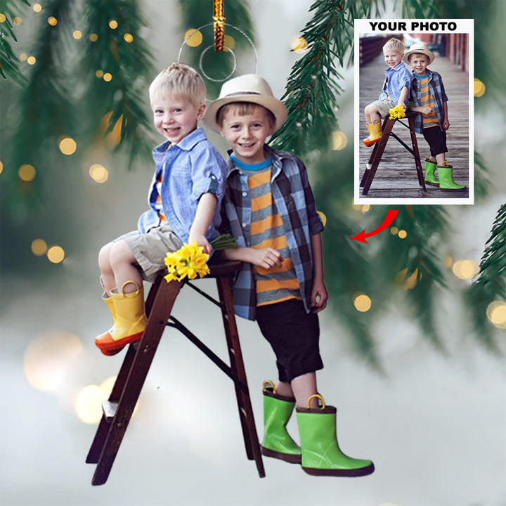 Bonded By Love - Personalized Photo Mica Ornament - Christmas Gift For Sibling, Family Members