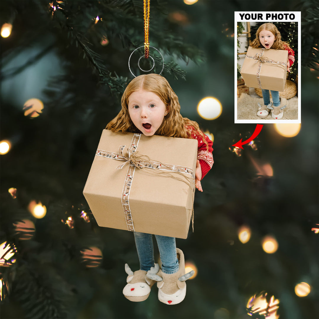 Little Princess Surprise - Personalized Photo Mica Ornament - Christmas Gift For Family, Family Members