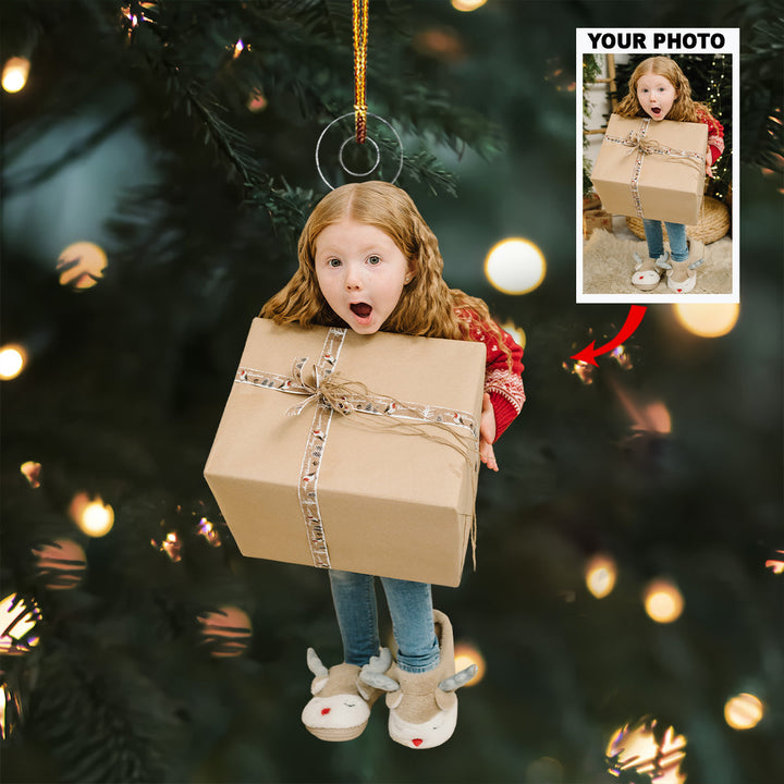 Little Princess Surprise - Personalized Photo Mica Ornament - Christmas Gift For Family, Family Members