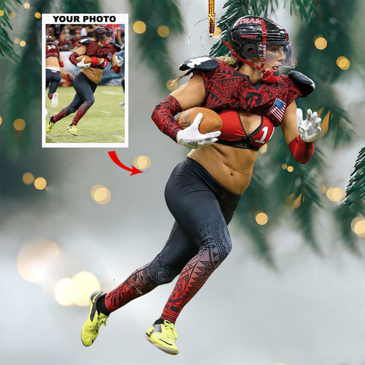Touchdown Titans - Personalized Photo Mica Ornament - Christmas Gift For Sport Lovers, American Football Lovers, American Football Members