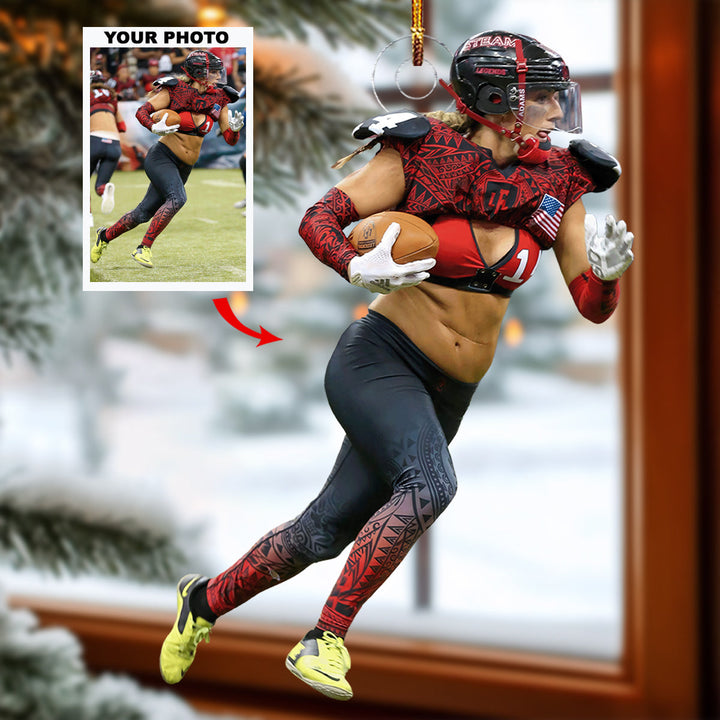 Touchdown Titans - Personalized Photo Mica Ornament - Christmas Gift For Sport Lovers, American Football Lovers, American Football Members