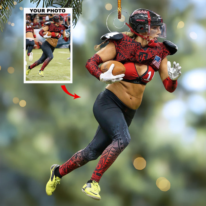 Touchdown Titans - Personalized Photo Mica Ornament - Christmas Gift For Sport Lovers, American Football Lovers, American Football Members