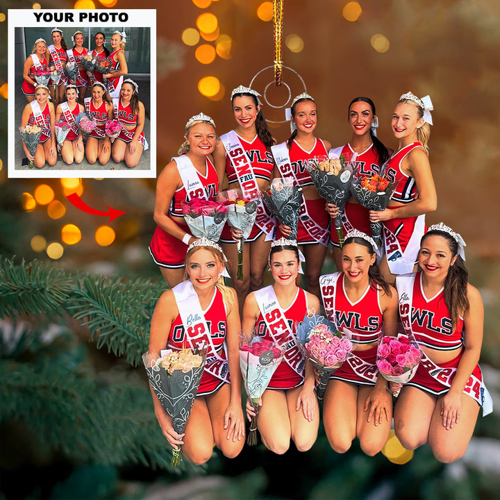 Rising Stars - Personalized Photo Mica Ornament - Christmas Gift For Sport Lovers, Cheerleader Lovers, Cheerleader Members