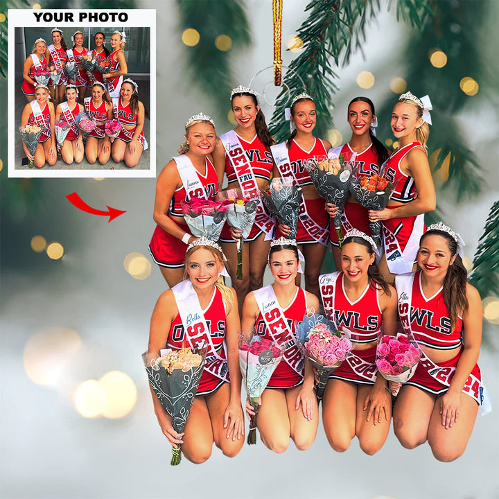Rising Stars - Personalized Photo Mica Ornament - Christmas Gift For Sport Lovers, Cheerleader Lovers, Cheerleader Members
