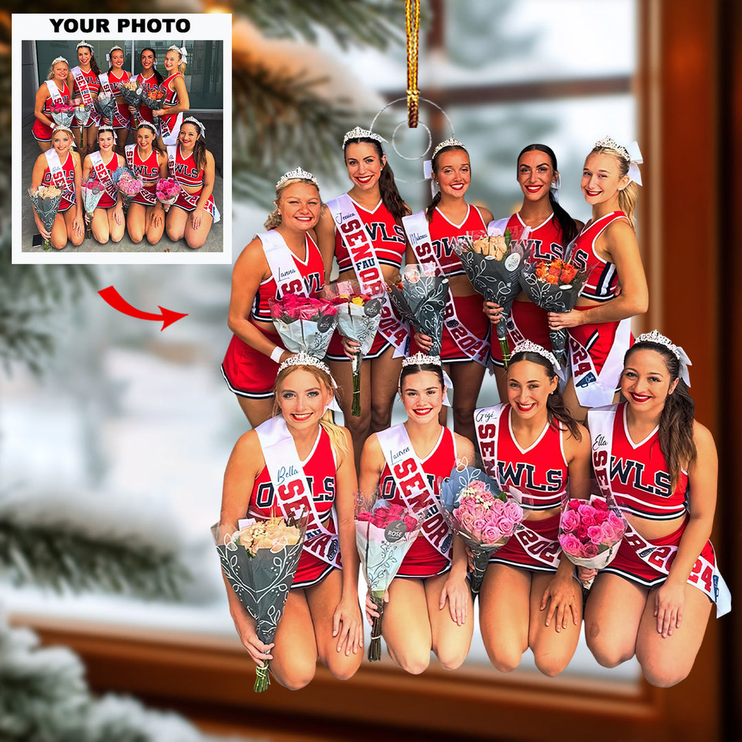 Rising Stars - Personalized Photo Mica Ornament - Christmas Gift For Sport Lovers, Cheerleader Lovers, Cheerleader Members