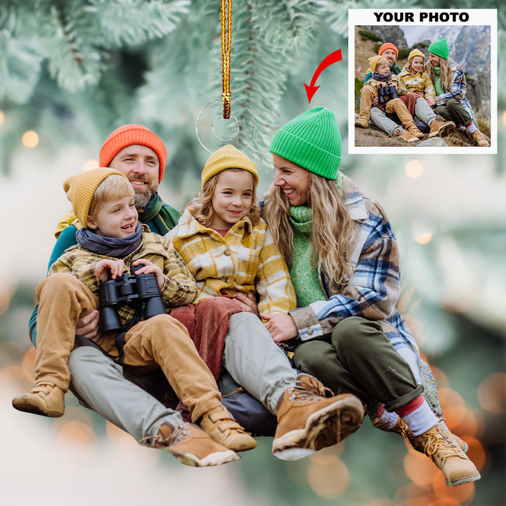 Family Ties - Personalized Photo Mica Ornament - Christmas Gift For Family, Family Members