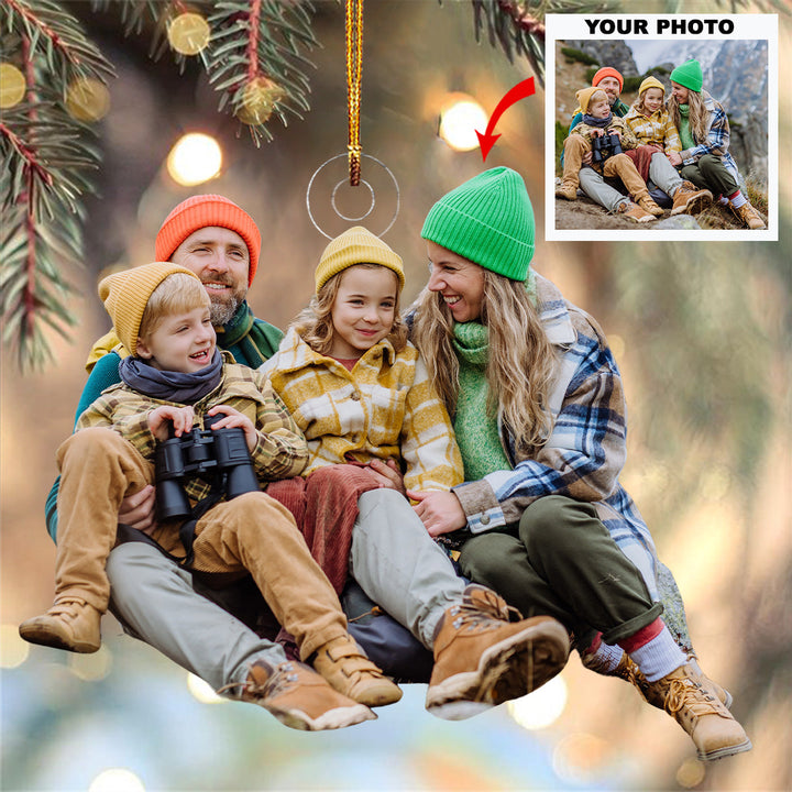 Family Ties - Personalized Photo Mica Ornament - Christmas Gift For Family, Family Members