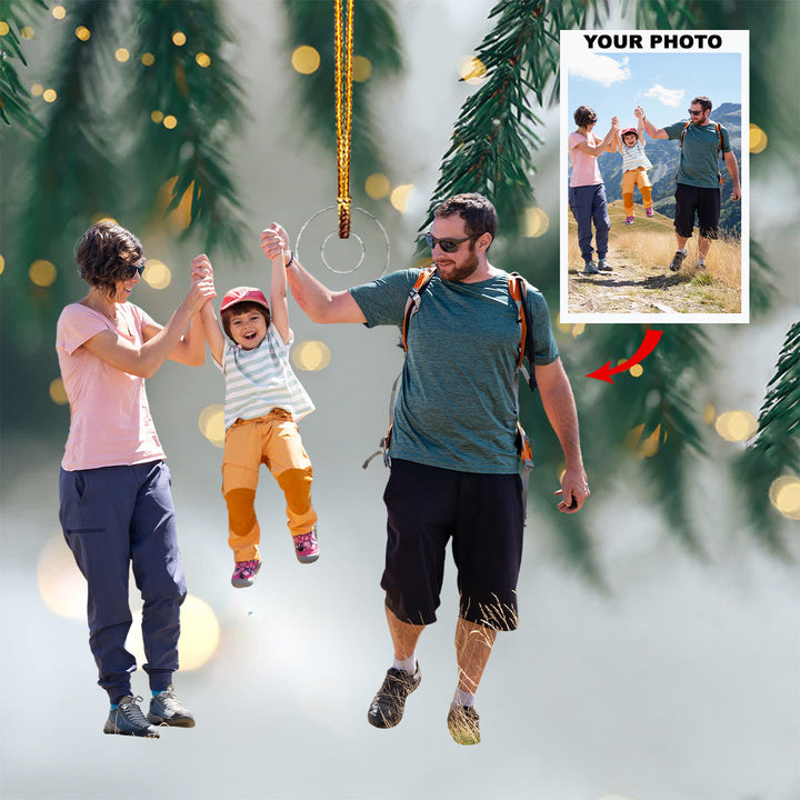 Forever Family - Personalized Photo Mica Ornament - Christmas Gift For Family, Family Members