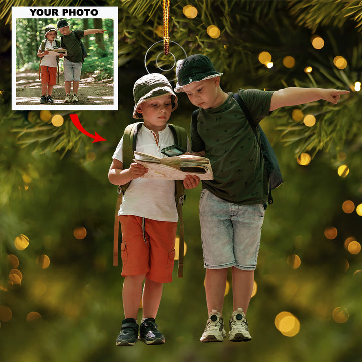 Adventure Scout - Personalized Photo Mica Ornament - Christmas Gift For Family, Family Members