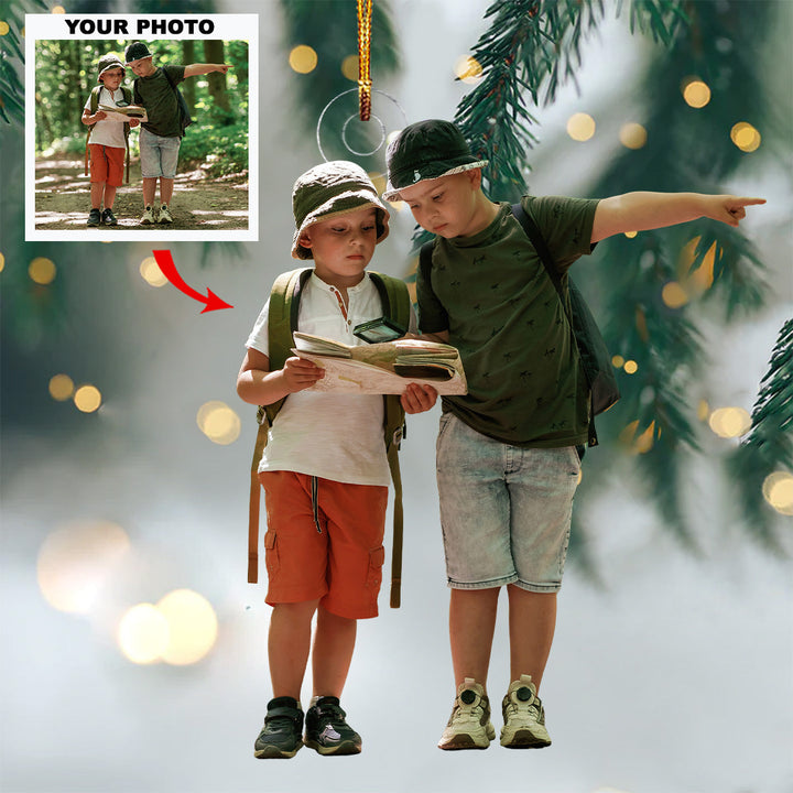 Adventure Scout - Personalized Photo Mica Ornament - Christmas Gift For Family, Family Members