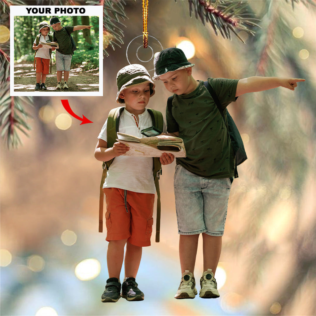 Adventure Scout - Personalized Photo Mica Ornament - Christmas Gift For Family, Family Members