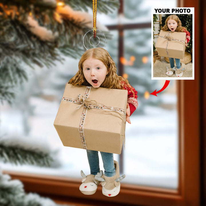 Little Princess Surprise - Personalized Photo Mica Ornament - Christmas Gift For Family, Family Members