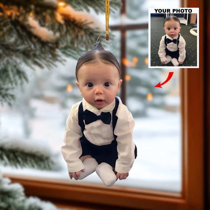 Born to Sparkle - Personalized Photo Mica Ornament - Christmas Gift For Family Members, New Mom, New Dad