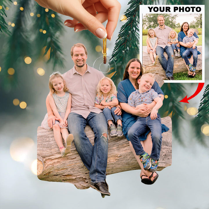 Happy Family Time - Personalized Photo Mica Ornament - Christmas Gift For Family Members