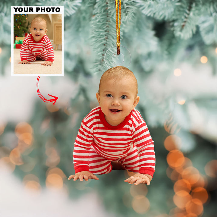 Little Smile - Personalized Photo Mica Ornament - Christmas Gift For Baby, Family Members